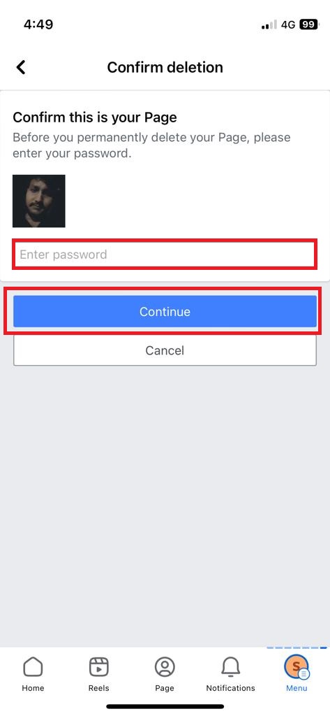 Facebook password 